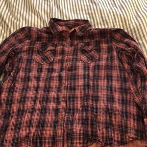 Pink plaid ladies long sleeve 2xl